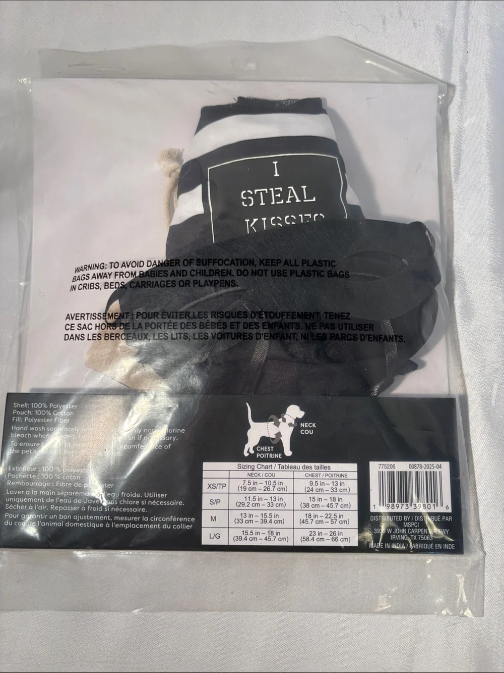 Source Unknown Black & White Striped Dog Burglar Costume